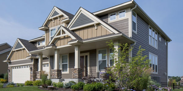 Diamond Kote vertical panel siding on home exterior