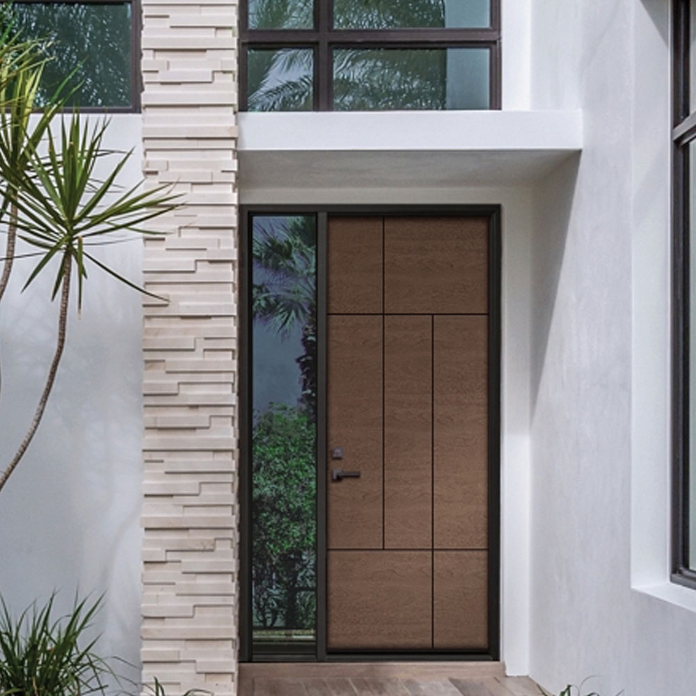 Therma-Tru door detail showing decorative glass and frame