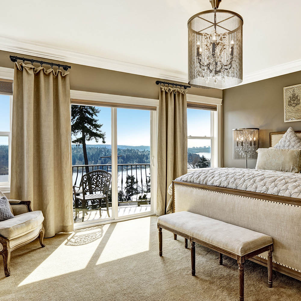 Bright home interior with a Vinylmax sliding patio door