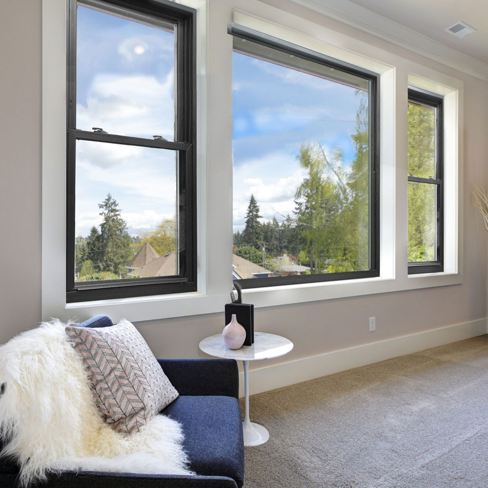 Vinylmax TrueCore™ Black window detail showing glass and grid options
